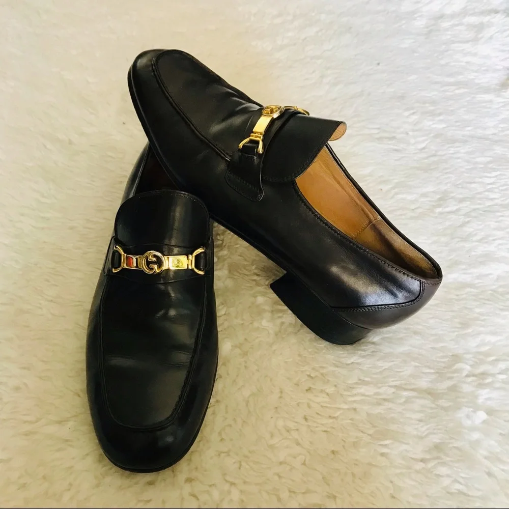 Gucci Dark Brown Loafers/Slips On w/ GG Logo Dress Men’s Shoes 42.5 US 8.5 - Picture 3 of 15